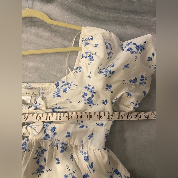 NWOT Band of the Free Size L Blue Floral Bows Cut Out Puff Peplum Crop Top - Picture 11 of 11